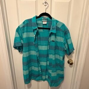 Men's Columbia Teal Plaid Short Sleeve Shirt